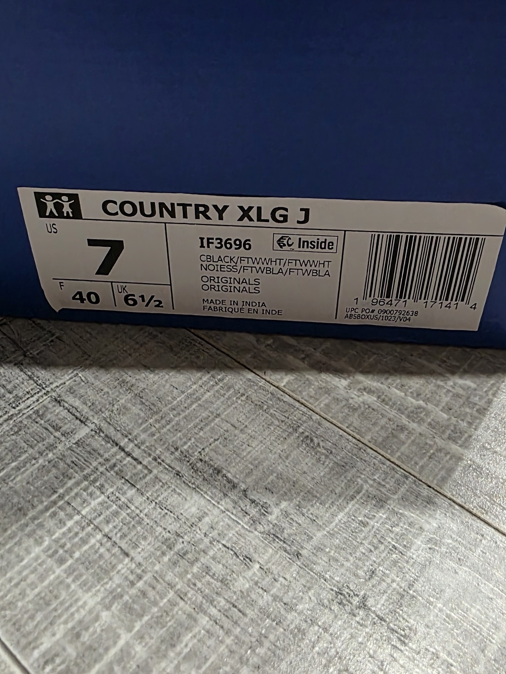 Adidas Country Xlg J Black & White Retro Kids 7 Runner Sneakers Womens 8 - Picture 6 of 8